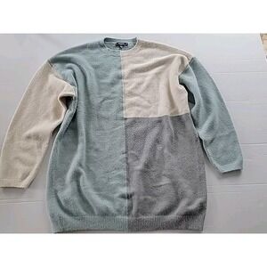 Missguided Green Blue,cream And Grey Size 14  Sweater Top